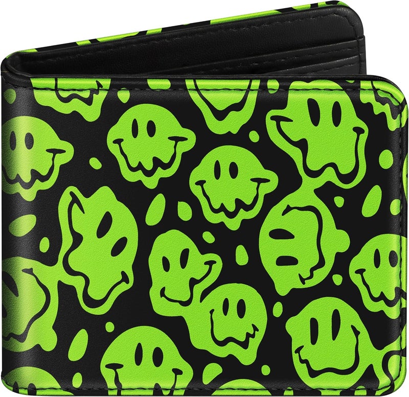 Funermei Cute Wallet for Teen Girls Boys Leather Bifold Wallet Funny Aesthetic Green Credit Card Holder RFID Id Cash Slim Small Bi-fold Wallets with Coin Pocket for Women Little Girl - Image 1